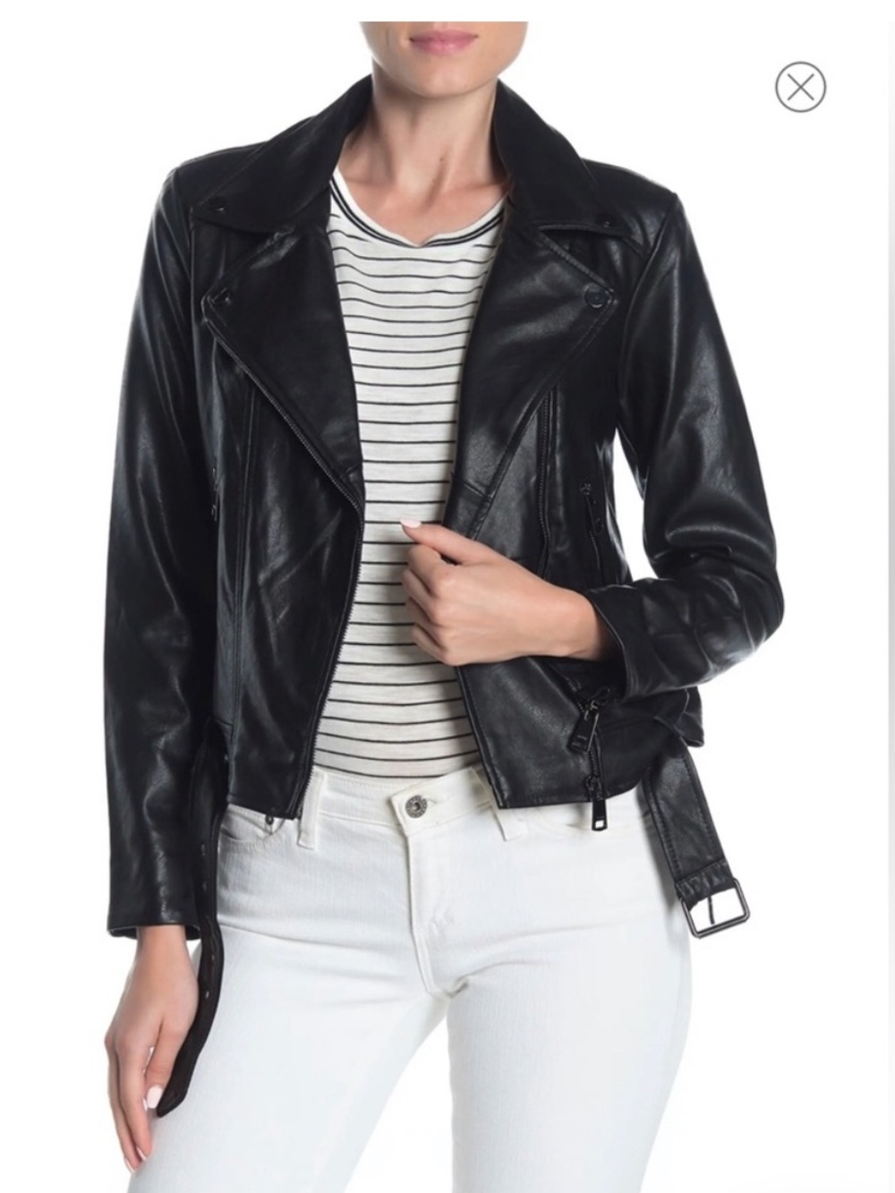 Elodie Black Faux Leather Moto Jacket Size Small